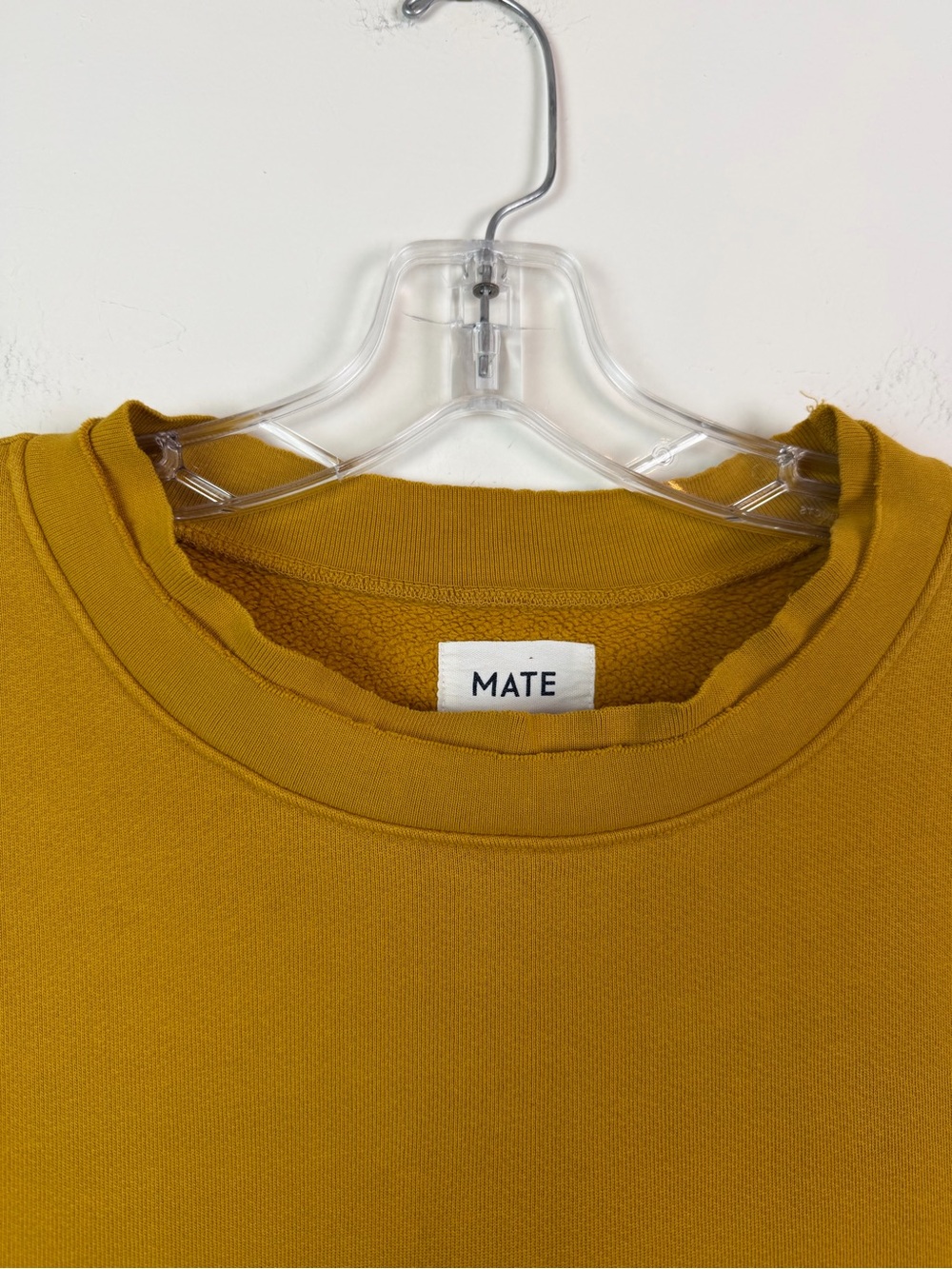 MATE The Label Organic Raw Neck Fleece Sweatshirt in Tumeric Size M - Picture 3 of 11